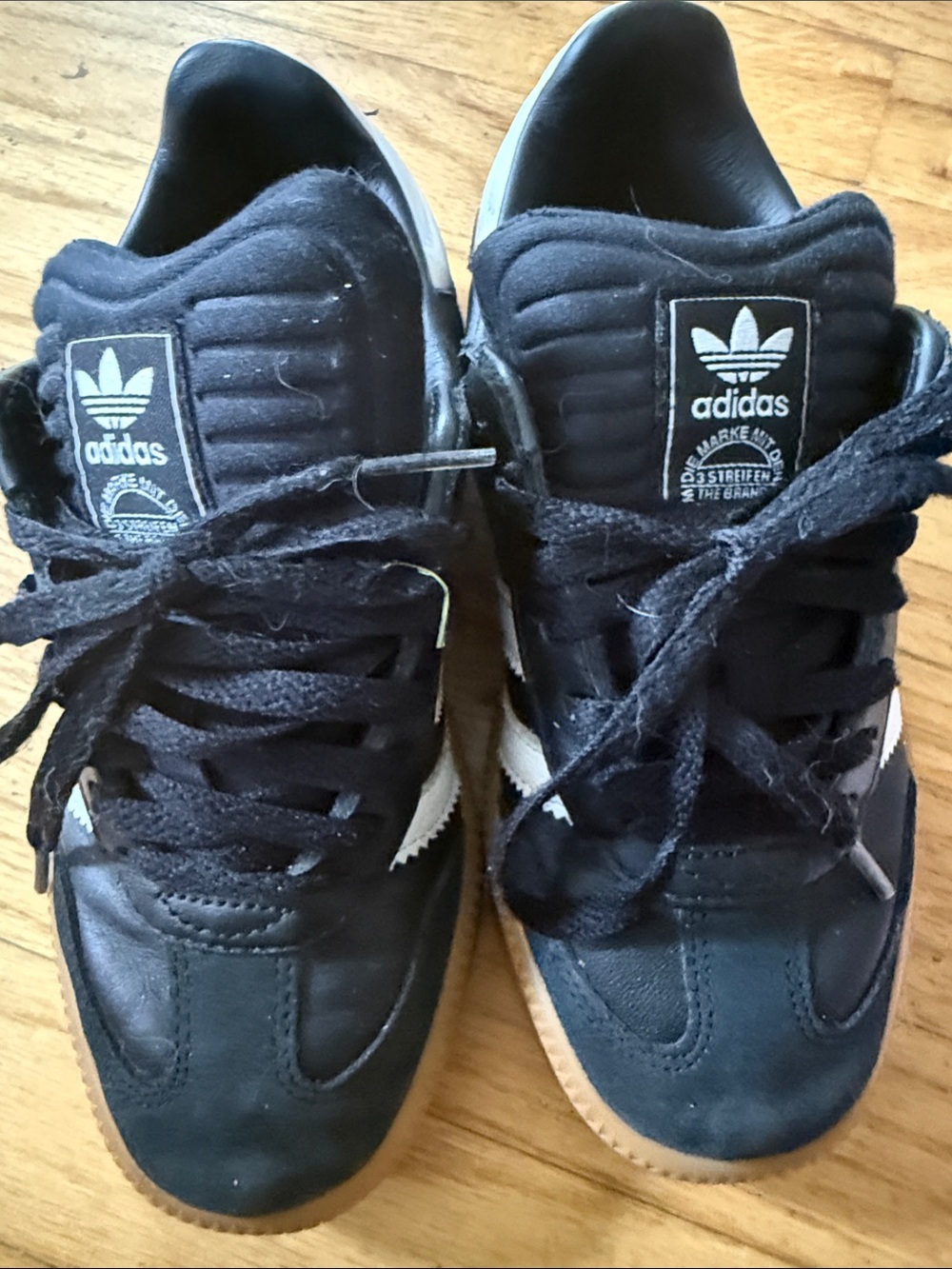 Adidas Kid’s Samba Black Sneakers with White Stripes